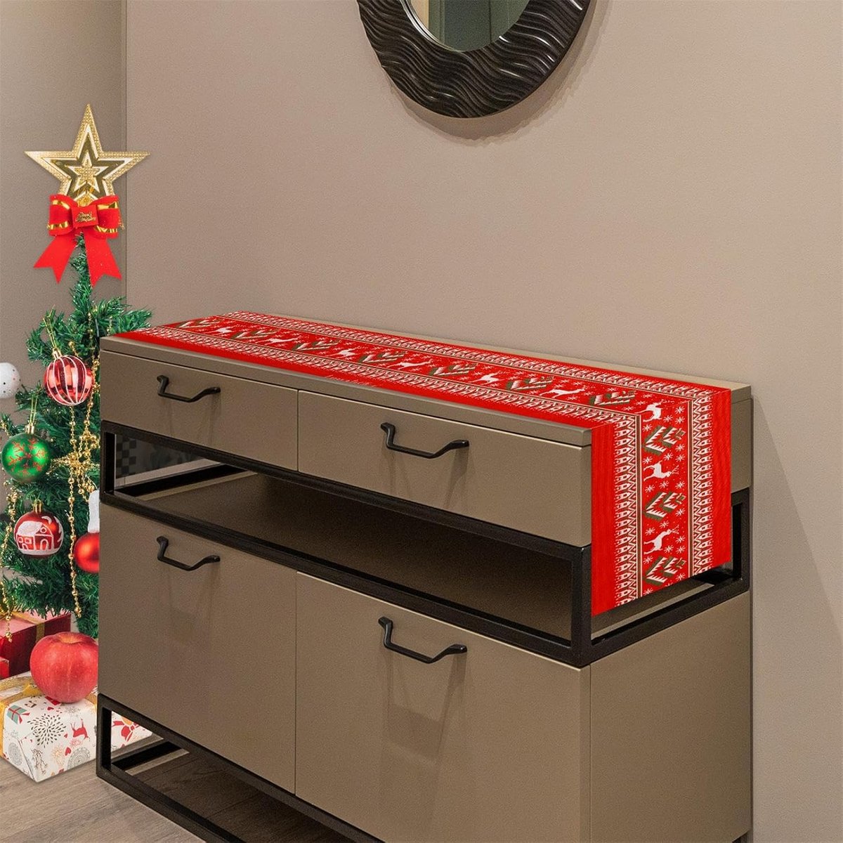 Luxe Kerst Tafelloper Linnen - 183x33 cm Winterdecoratie voor Binnen en Buiten