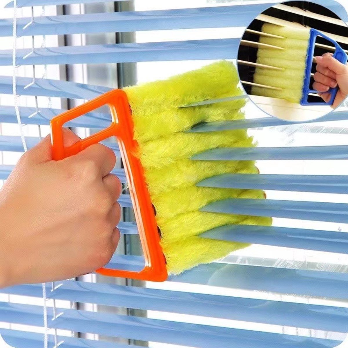 Nat- en droogborstel voor jaloezieën met ergonomische handgreep voor het stofvrij maken van vuile jaloezieën - 1 stuk