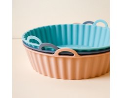 Set van 3 siliconen bakjes Geschikt voor Ninja airfryer - Herbruikbare siliconen kommen/mandjes geschikt voor airfryer - Bakplaat/ovenaccessoires - 20x5 cm