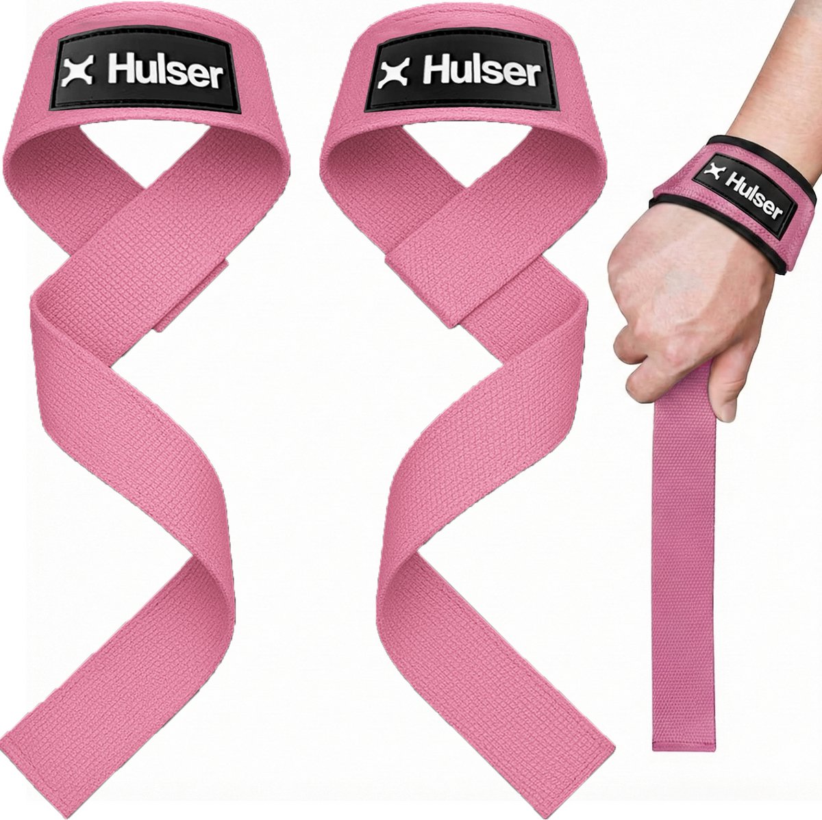 Hulser Lifting straps - Roze - 2 stuks - met Padding - Wrist wraps - Gym Lifting grips - Soft hooks - Voor deadlift, RDL's en meer - Fitness, Krachttraining, Bodybuilding en Powerlifting