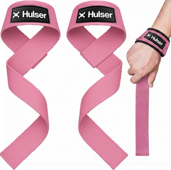 Hulser Lifting straps - Roze - 2 stuks - met Padding - Wrist wraps - Gym Lifting grips - Soft hooks - Voor deadlift, RDL's en meer - Fitness, Krachttraining, Bodybuilding en Powerlifting