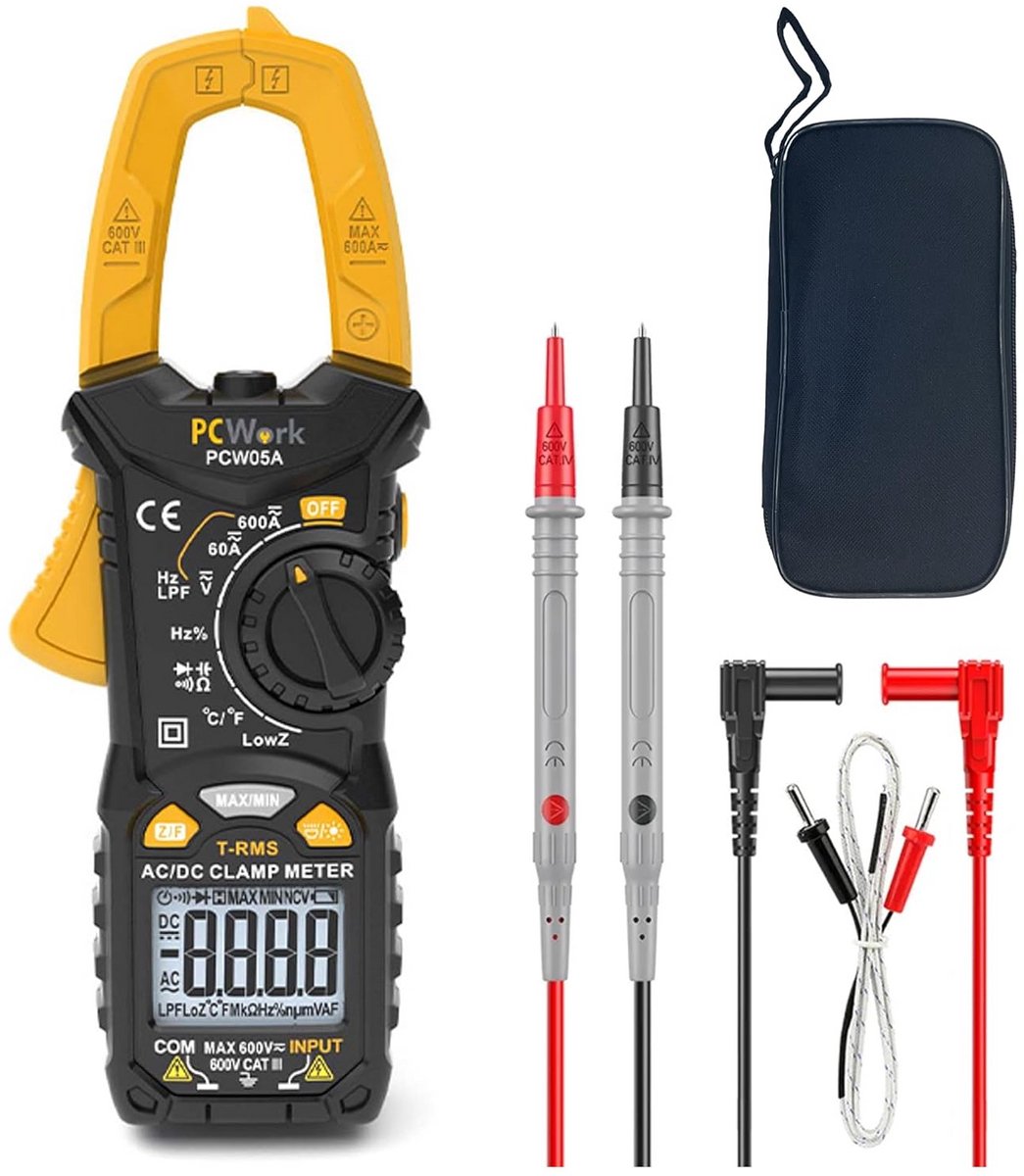 Professionele Stroomtang AC/DC True RMS Tangenmultimeter 600A met LCD Display