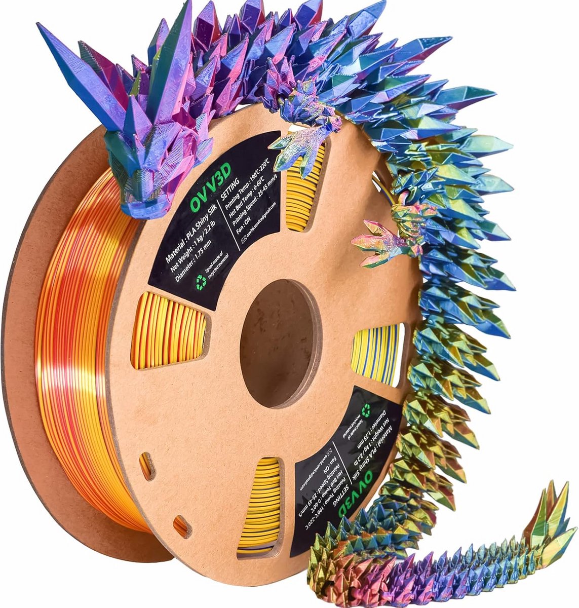 3D Printer Filament PLA Zijde Multi-color Rood Geel Blauw 1.75mm 1kg