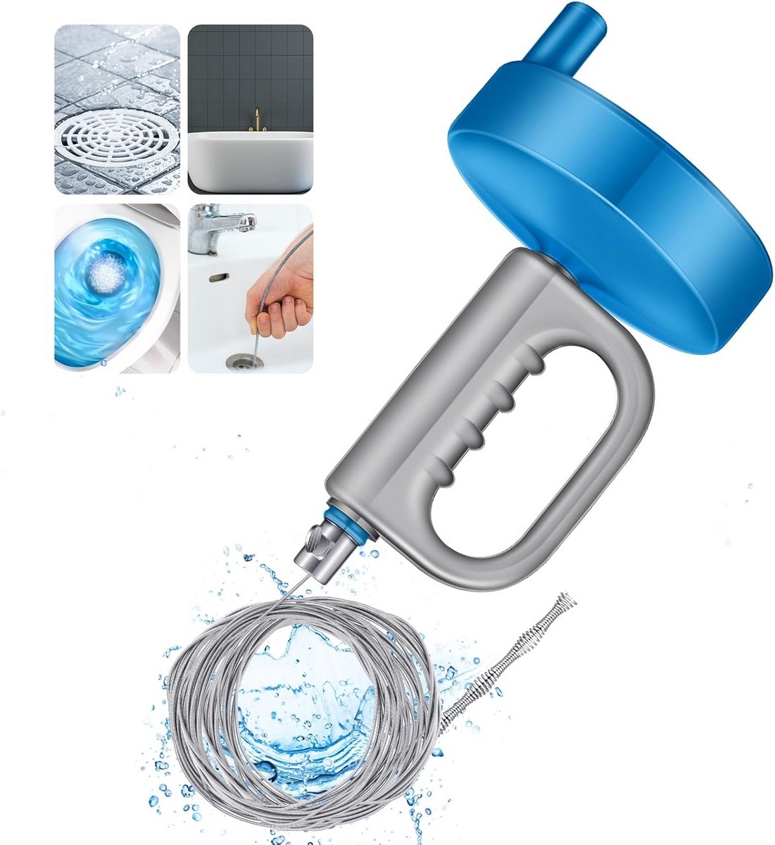 50ft Flexibele Afvoerspiraal - Professionele Riool Ontstopper voor Keuken, Douche en Badkamer