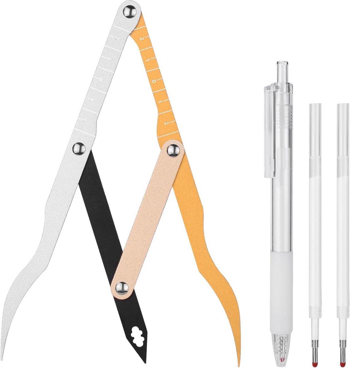 Wenkbrauw Liniaal Gouden Ratio Aluminiumlegering Meetinstrument met Markeerpen