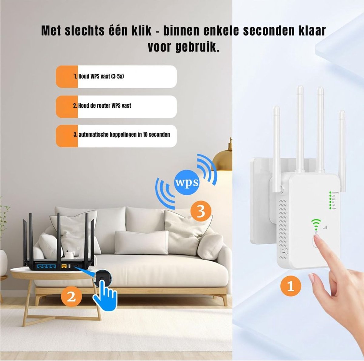 Aura Wifi Versterker Stopcontact 1200 Mbit/s Wit - afbeelding 3