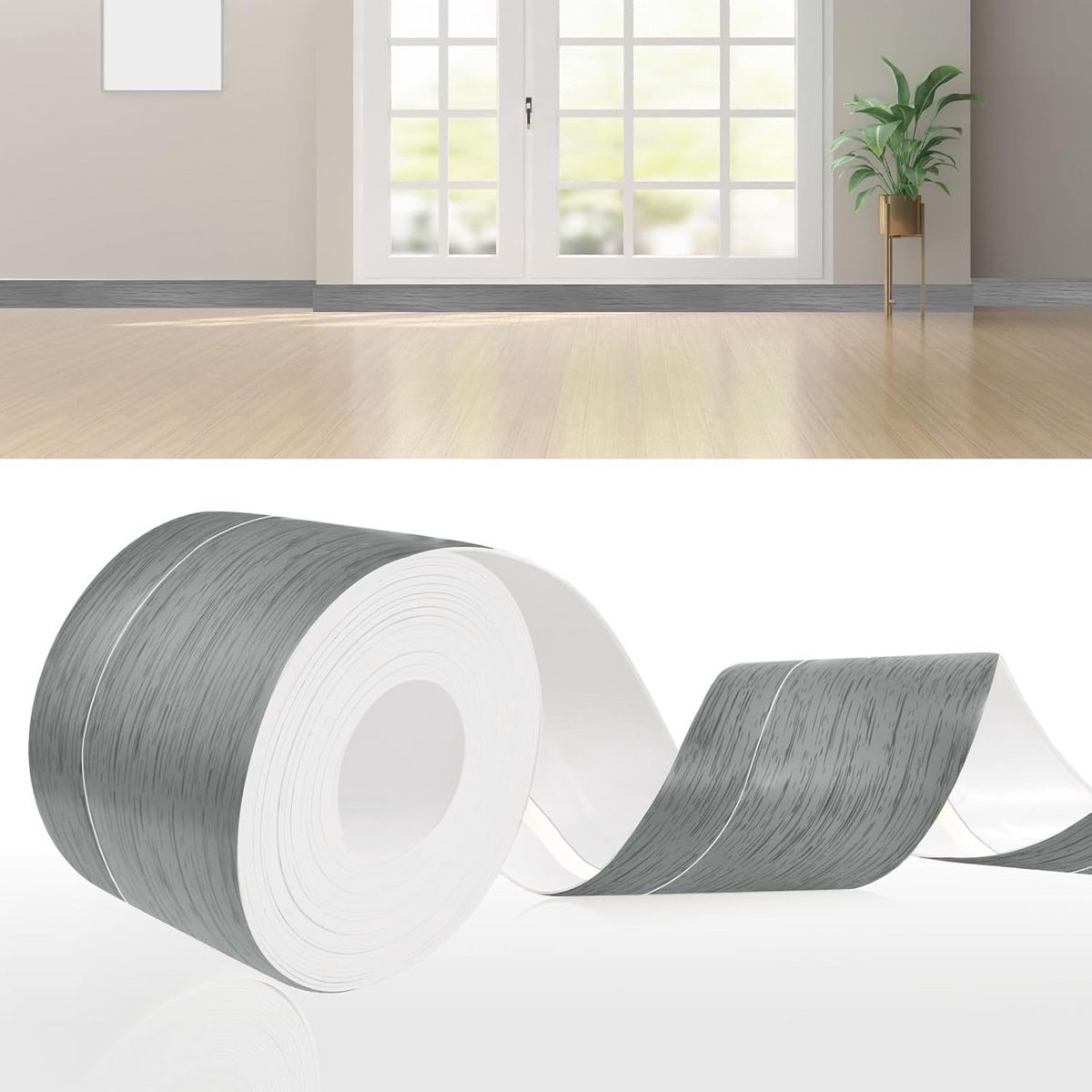 Flexibele Zelfklevende Plint 50mmx20mm - Zelfklevende PVC Plinten Op Rol voor Keuken en Badkamer