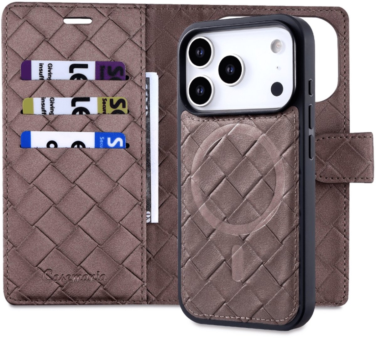 CaseMania - Bookcase 2-in-1 - Woven - MagSafe - iPhone 17 Pro - Bruin