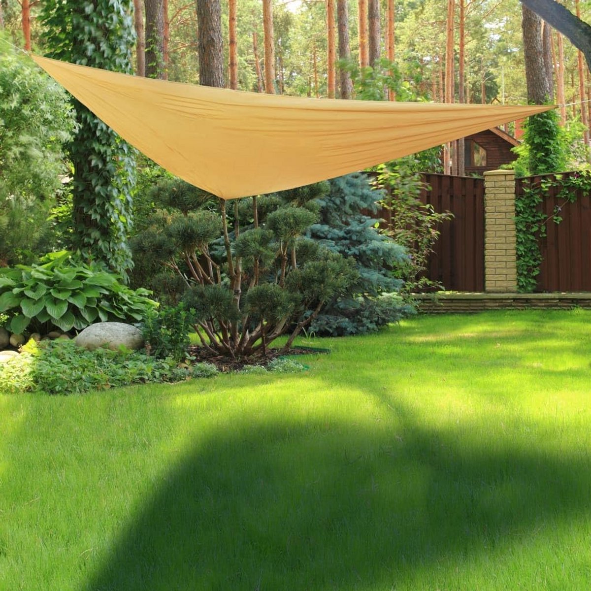 Groot Driehoekig Zonnescherm 3x3m Beige - Waterafstotende Schaduwdoek voor Tuin en Balkon