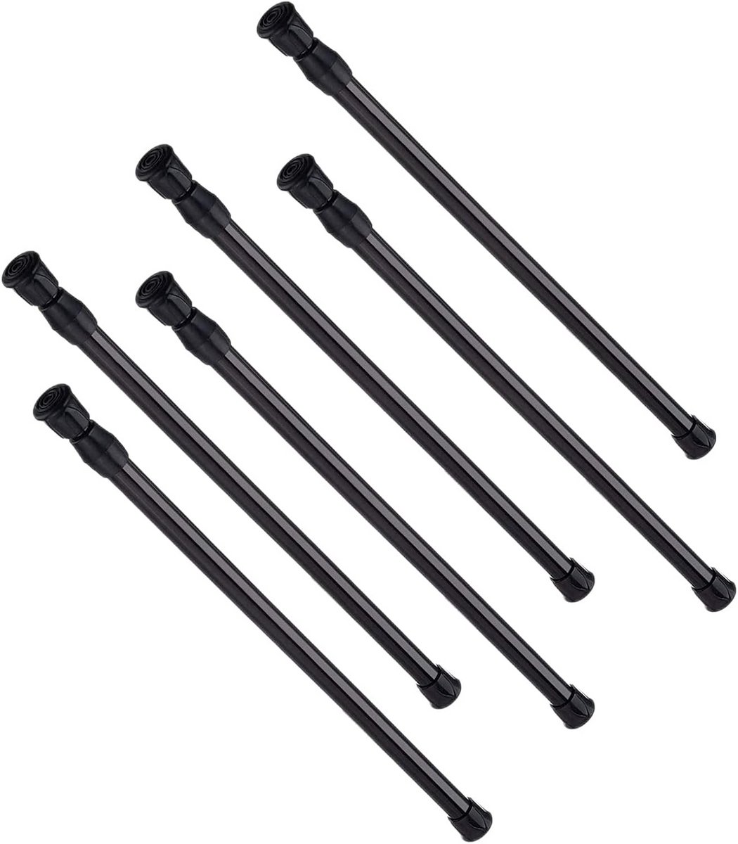 6x Zwarte Telescoopstangen 30-50 cm - Verstelbare Kledingroede & Gordijnroede Zonder Boren