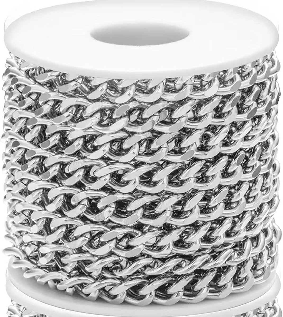 Roestvrijstalen Platte Curb Ketting 5 Meter 10mm Verdraaid voor Sieraden Maken