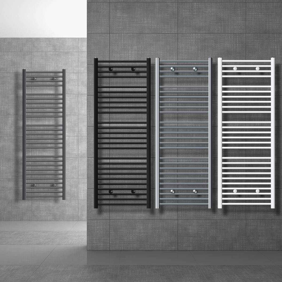 Elektrische Badkamerkachel Antraciet 400x1200mm met Verwarmingsstang en Thermostaat