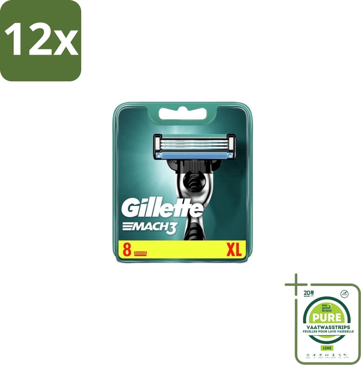 Gillette – Mach3 – Scheermesjes – 8 mesjes - Voordeelverpakking - 12 stuks - Scheren - Scheermesjes