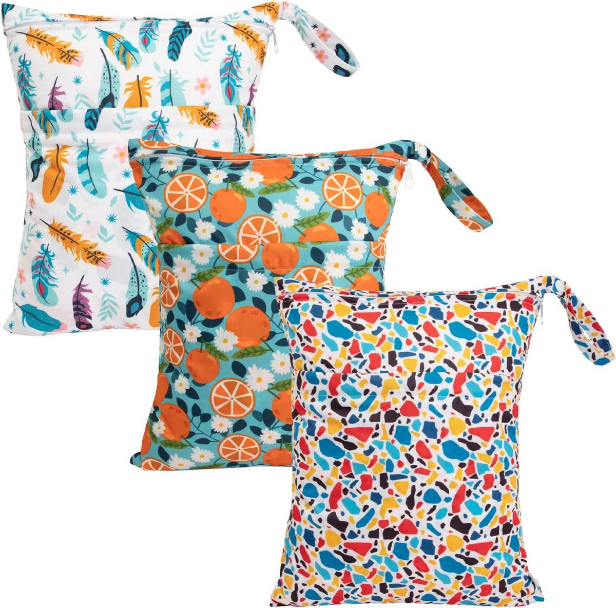 Set van 3 Wasbare Luiertasjes voor Natte en Droge Kleding voor Baby's