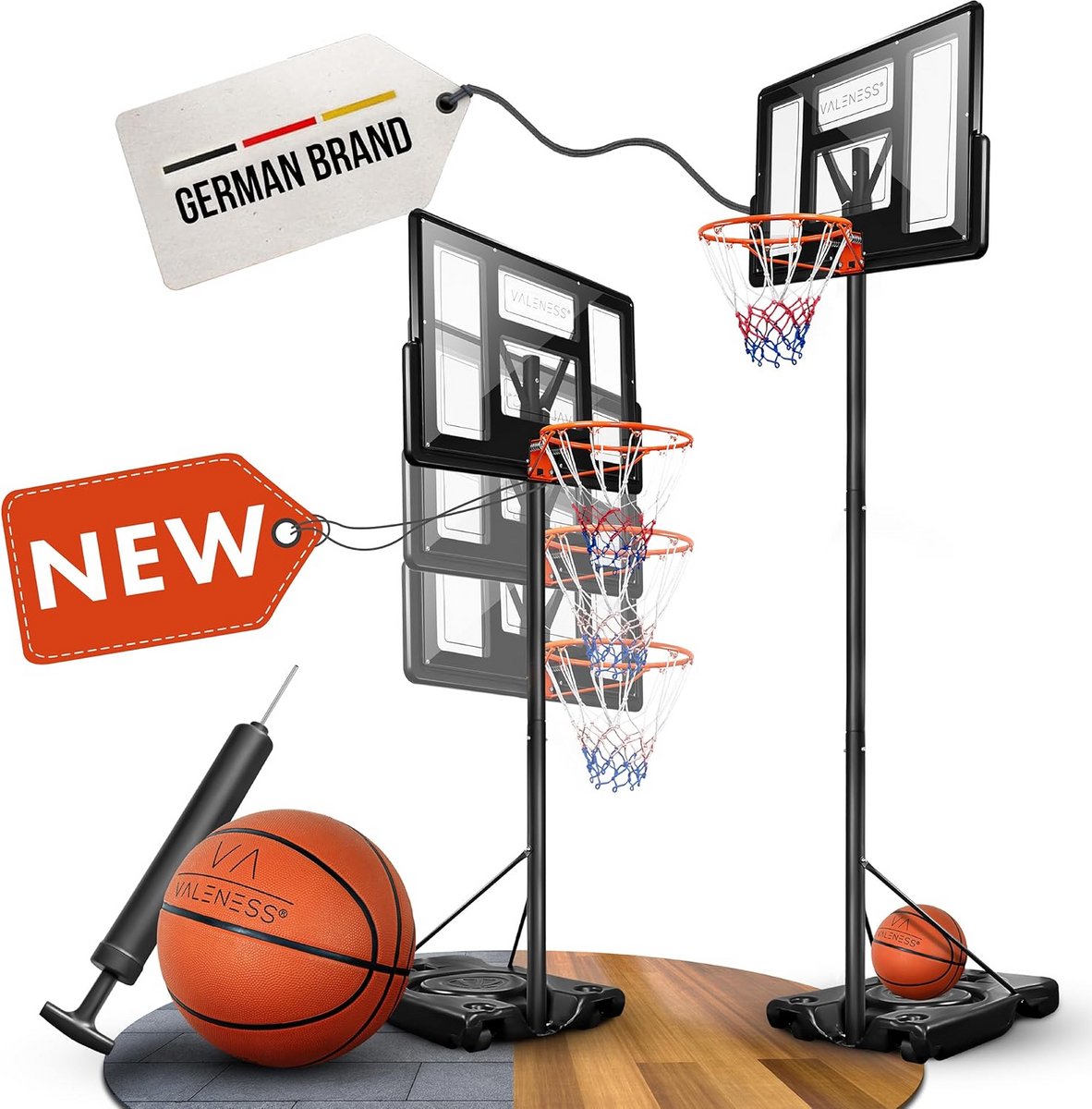 Verstelbare Basketbalpaal voor Buiten - Hoogte 135 tot 305 cm - Weerbestendig