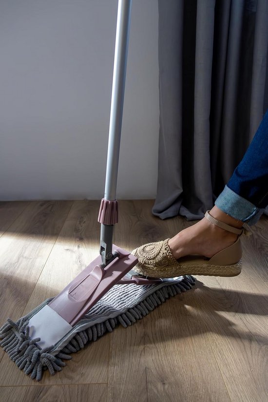 Dweilset met Telescoopsteel 140cm en Microvezel Platte Dweil — afbeelding 4