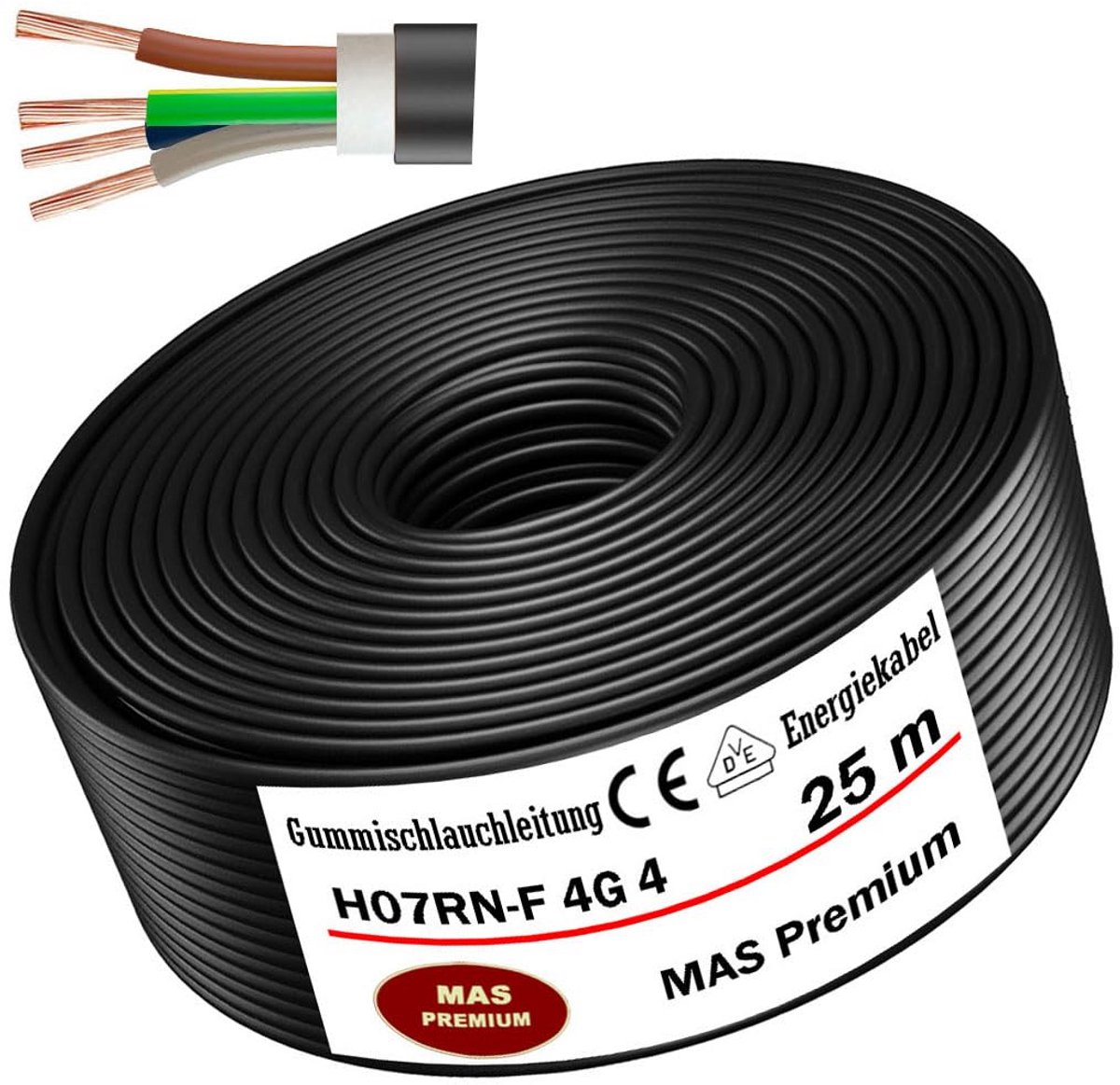 Zware Kwaliteit H07RN-F 4G4 mm² Rubberkabel - Flexibel en Weerbestendig voor Bouw en Tuin