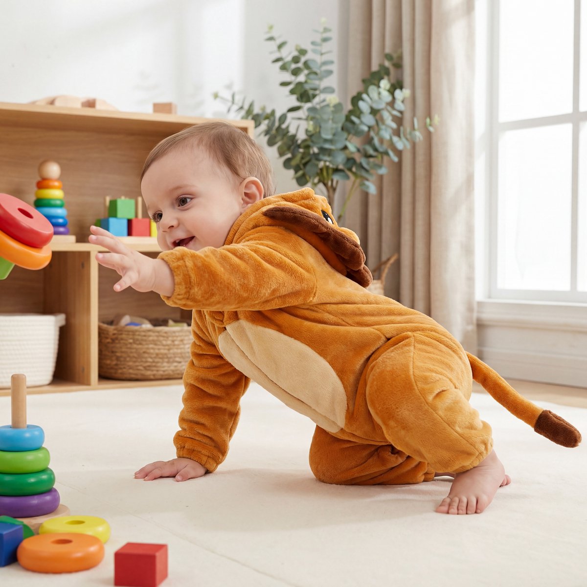 JAXY Baby Onesie - Carnavalskleding Kinderen - Verkleedkleren Jongen en Meisje - Verkleedkleding Kind - Romper - EU 74/80 (label 90) - Leeuw — afbeelding 3