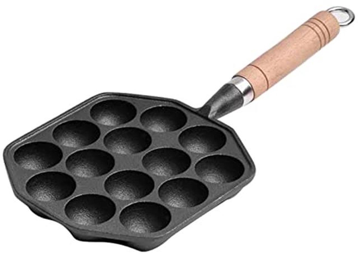 Gietijzeren Takoyaki Pan met 14 Hulzen en Afneembaar Handvat voor Pannenkoeken