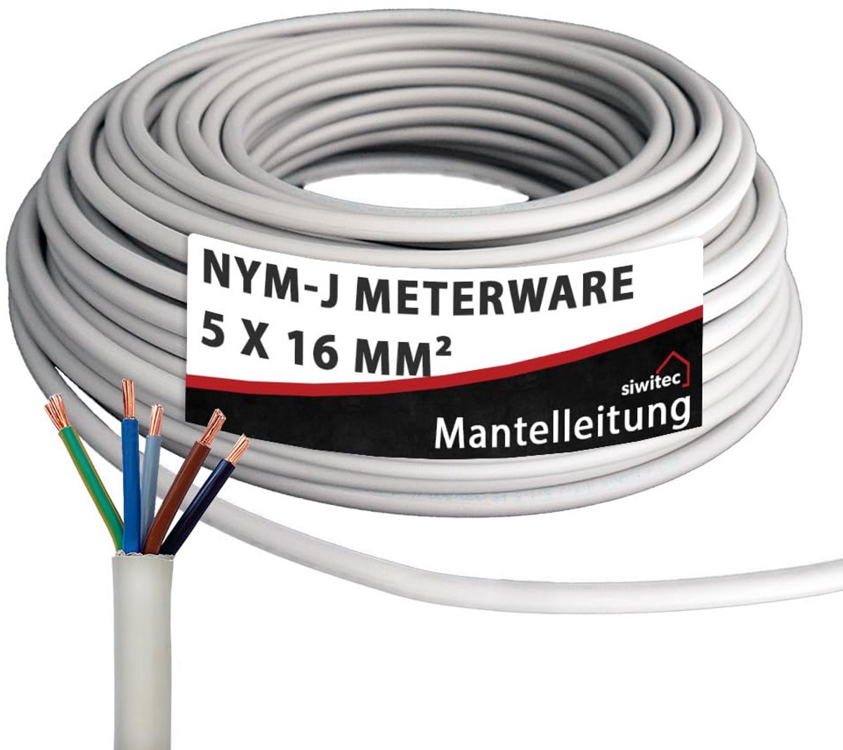 Installatiekabel NYM-J 5x16 mm² Stroomkabel op Maat per Meter