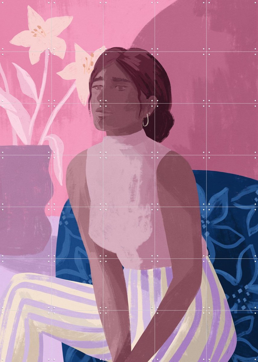 IXXI Daydreaming, Goed Blauw - 100 x 140 cm - Gratis ophangtool - Grote wanddecoratie en posters - Digitale Kunst, Illustraties, Kleurrijk, Strepen