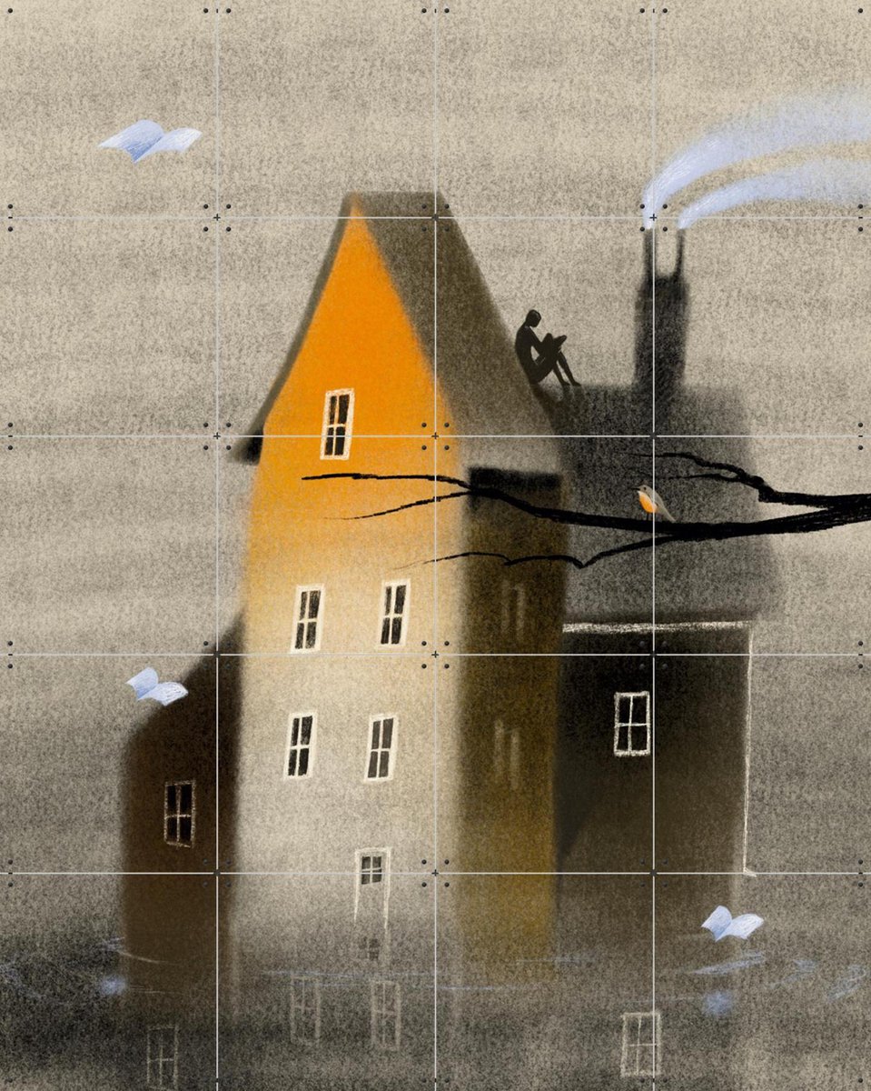 IXXI Robins House, Jeska Verstegen - 80 x 100 cm - Gratis ophangtool - Grote wanddecoratie en posters - Speels, Digitale Kunst, Illustraties