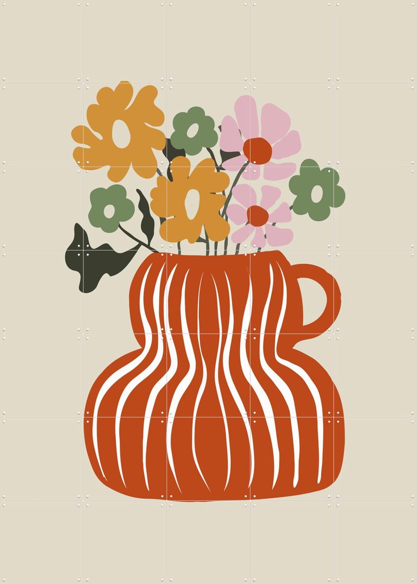 IXXI Daisy Jar, Miho Art Studio & Various - 100 x 140 cm - Gratis ophangtool - Grote wanddecoratie en posters - Grafisch Ontwerp, Illustraties