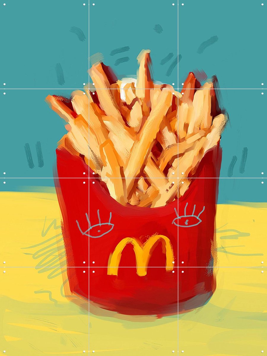 IXXI Mc Fries, Pop-art by Tadej - 60 x 80 cm - Gratis ophangtool - Grote wanddecoratie en posters - Cartoonesk, Illustraties, Kleurrijk, Speels, Pop