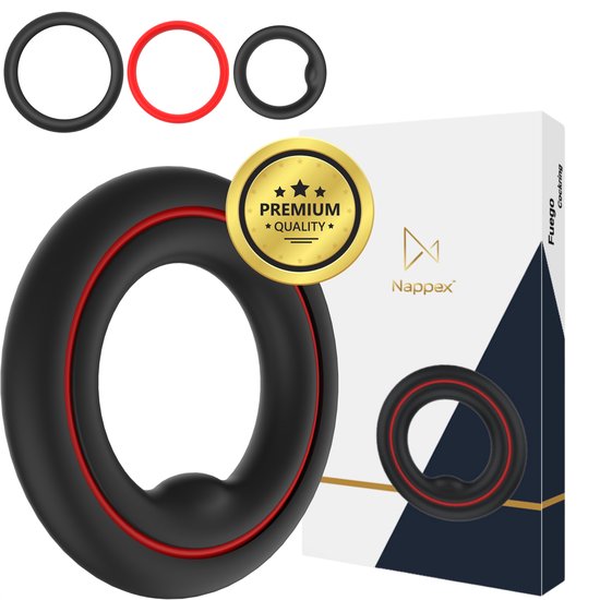Nappex Cockring - Sex Toys voor Mannen - Penisring - Koppels - BDSM - Penis Sleeve - Ballstretcher - Siliconen - 3 in 1 - Fuego - Erotiek - Zelf Aftrekken - Easy - Kamasutra
