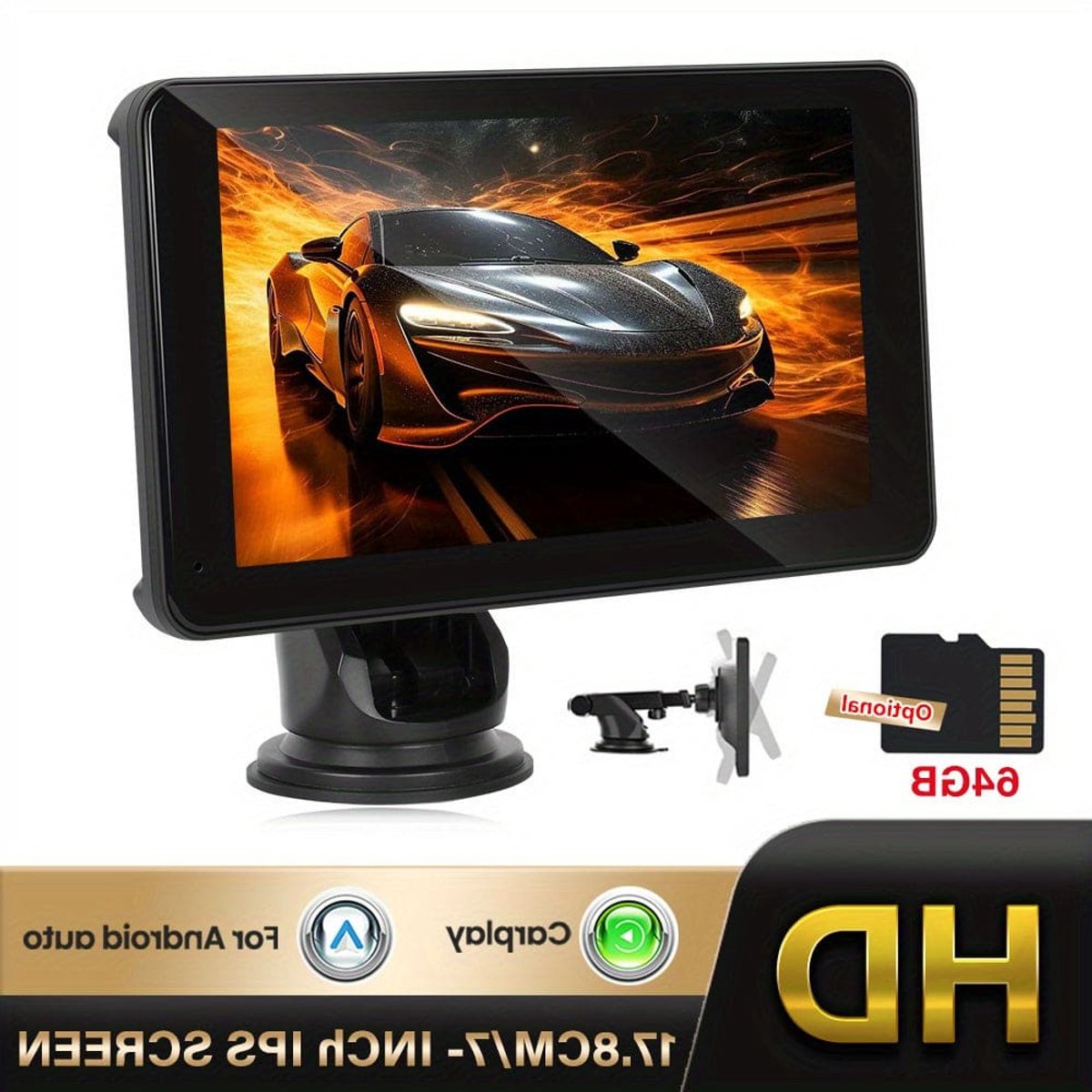 7-inch Autoradio – Car Player – Multimedia Systeem – Auto Entertainment – Draagbare Stereo – Draadloze CarPlay – Android Auto – Nachtzicht Camera Ondersteuning – 1024x600 IPS Scherm – Ingebouwde Speaker