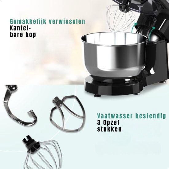 SAVI® Mixer met mengkom - Mixer - Mixer met mengkom keukenmachine - Zwart -‎39cm x 24cm x 32cm van Merkloos — afbeelding 4