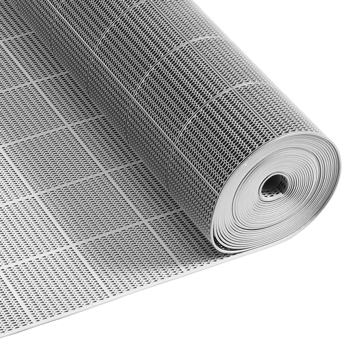 PVC Drainagemat - Rol 0,9 m x 15 m - Antislipmat - Snelle Waterafvoer, Geperforeerd - Voor Zwembad, Terras, Badkamer, Toilet - Op Maat Snijdbaar - Grijs