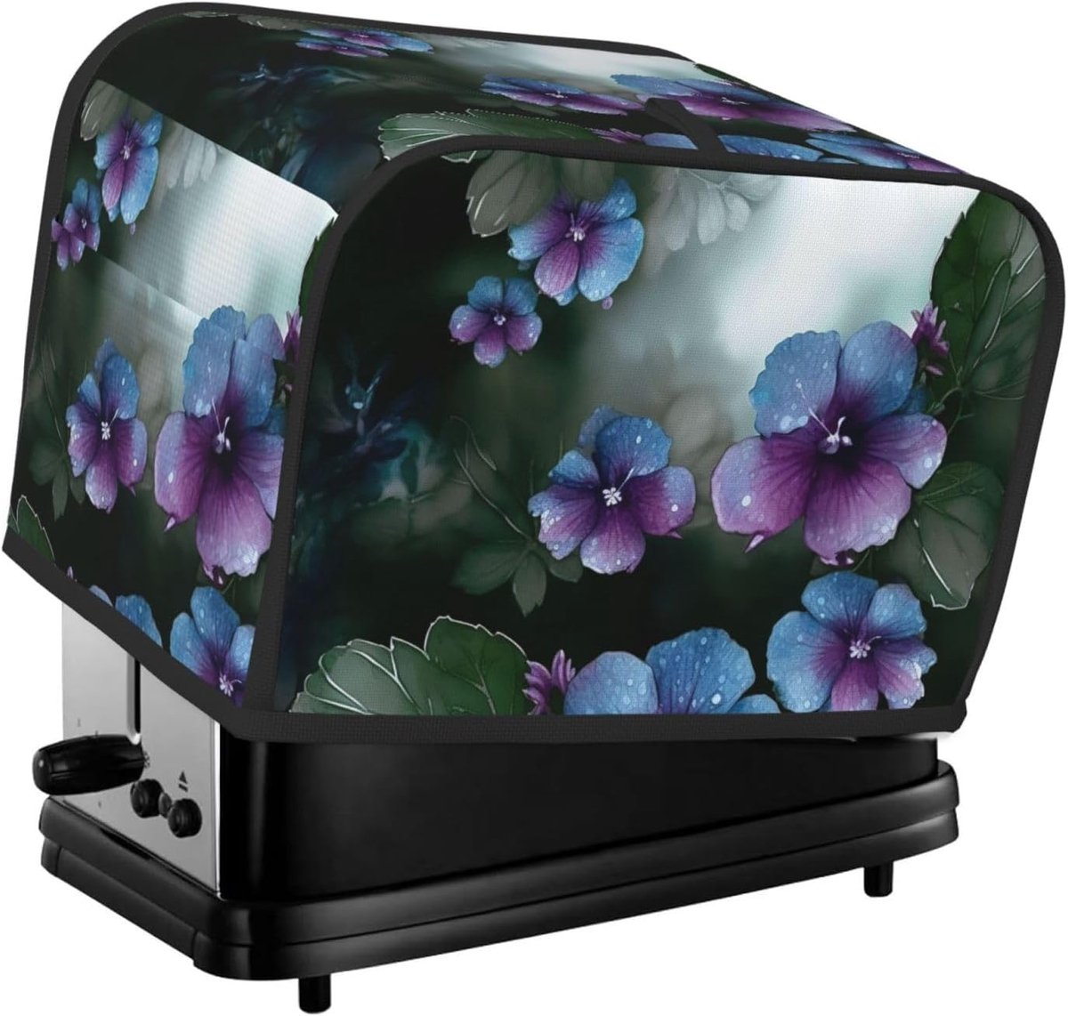 Broodroosterhoezen - Apparaatbeschermers - Keuken Organiseren - Dubbelzijdige Opbergzakken - Eén Maat - Blauw Paars Bloemen