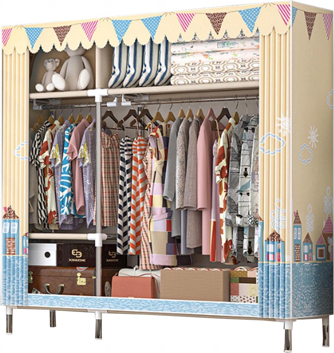 Kledingkast Organizer - Stoffen Kast - Slaapkamer Opbergen - Canvas Stof - 123x45x170cm