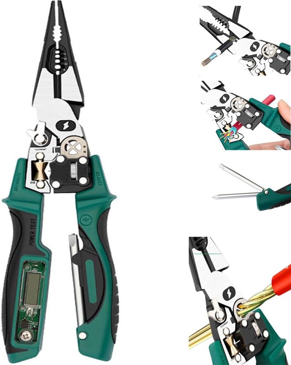 Draad Stripper Tool - Multifunctionele Strippers - Elektricien Werk - Verstelbare Strippingdiepte - 220 mm - Grijs