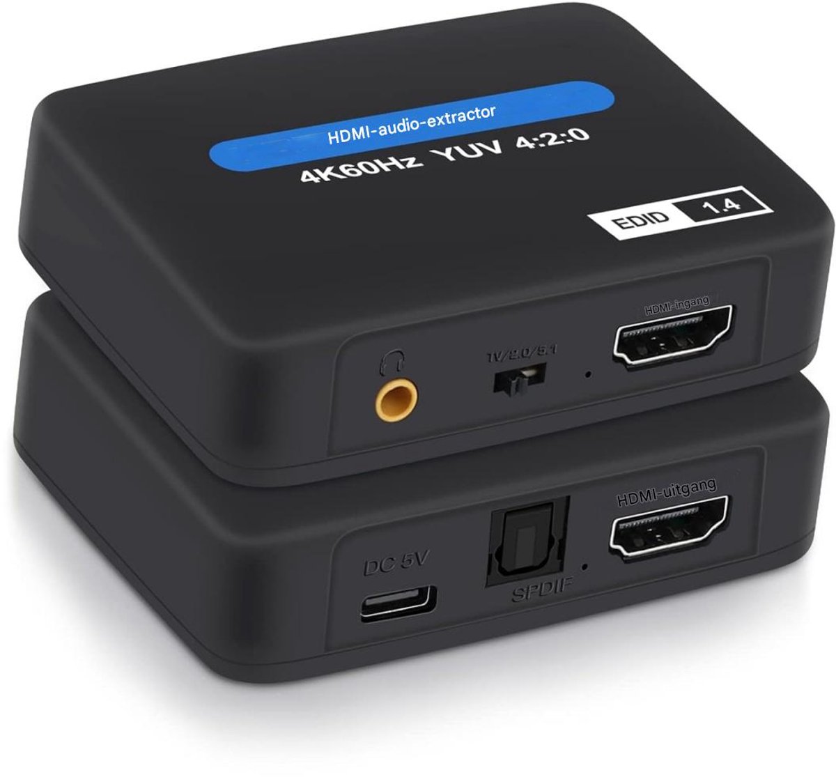 HDMI Audio Extractor - Optische Audio Converter - 4K 1080P SPDIF 3.5 mm - 1 stuk - Zwart