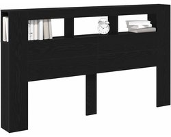 LED Hoofdbord - Hoofdeinde Bed - Moderne Slaapkamer - Ingebouwde Opbergruimte - 180 x 1035 cm - Zwart Eiken