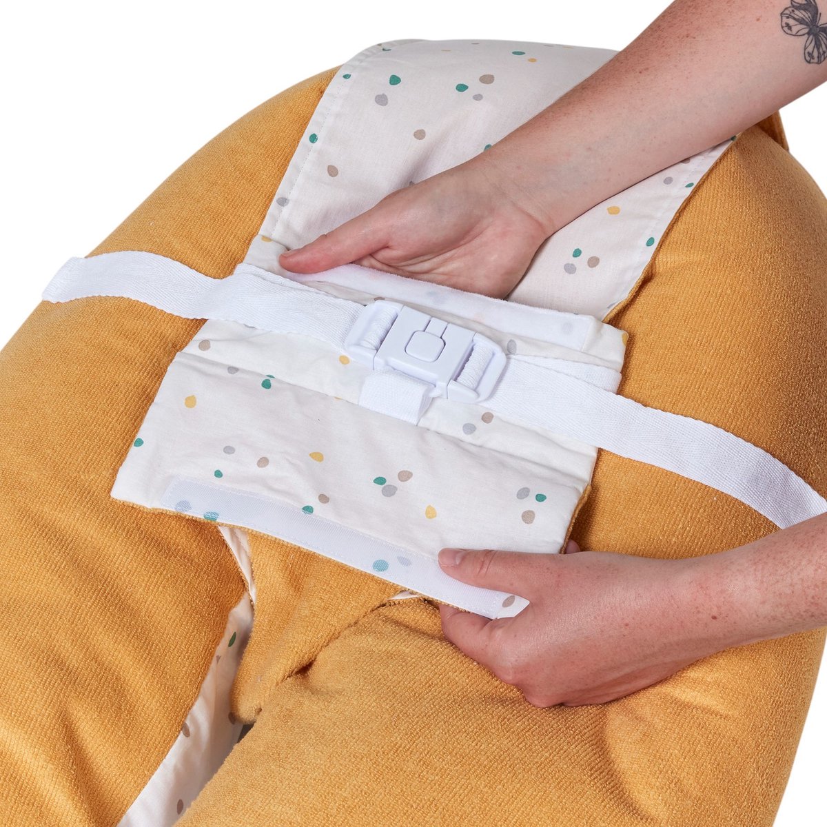 3-in-1 zwangerschapskussen - TINEO - MULTIRELAX - Terry Cloth - Geel / Polka dots