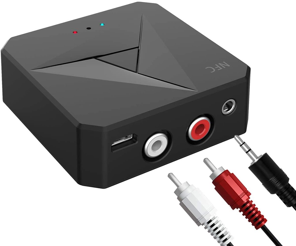 longziming -Bluetooth Zender Ontvanger - Dual Mode - NFC One-Tap Pairing En Bluetooth 5.0 - 1 Stuk - Thuis En Auto Gebruik zwart