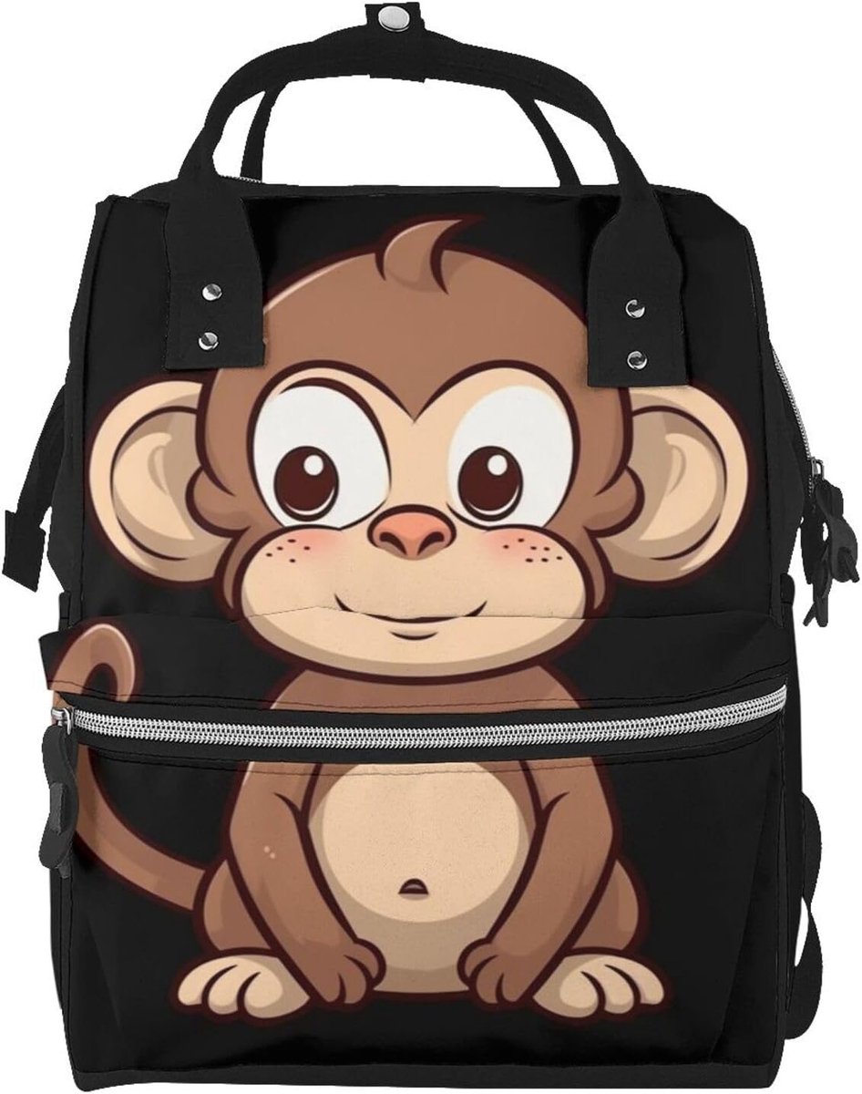 Luiertas Rugzak - Mummie Tas - Baby Verzorging - Grote Capaciteit - 17.78 x 27.94 x 39.88 cm - Bruine Aap