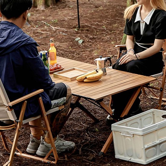 Deliqa campingtafel - inklapbare campingtafel - bruin - 87 cm - campingtafeltje inklapbaar - lichtgewicht - campingtafel inklapbaar - voor verjaardagen / feesten / camping / picknicken — afbeelding 2