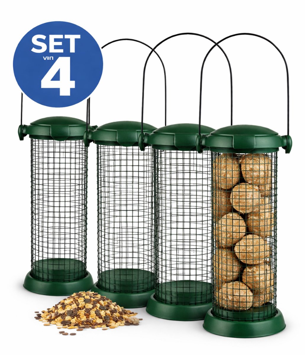 Vogelvoer Houder - Voederhuisje Voor Vogels - 4 Stuks - Vogelvoederhuisje hangend - Voederhuisje - Vogelvoer silo