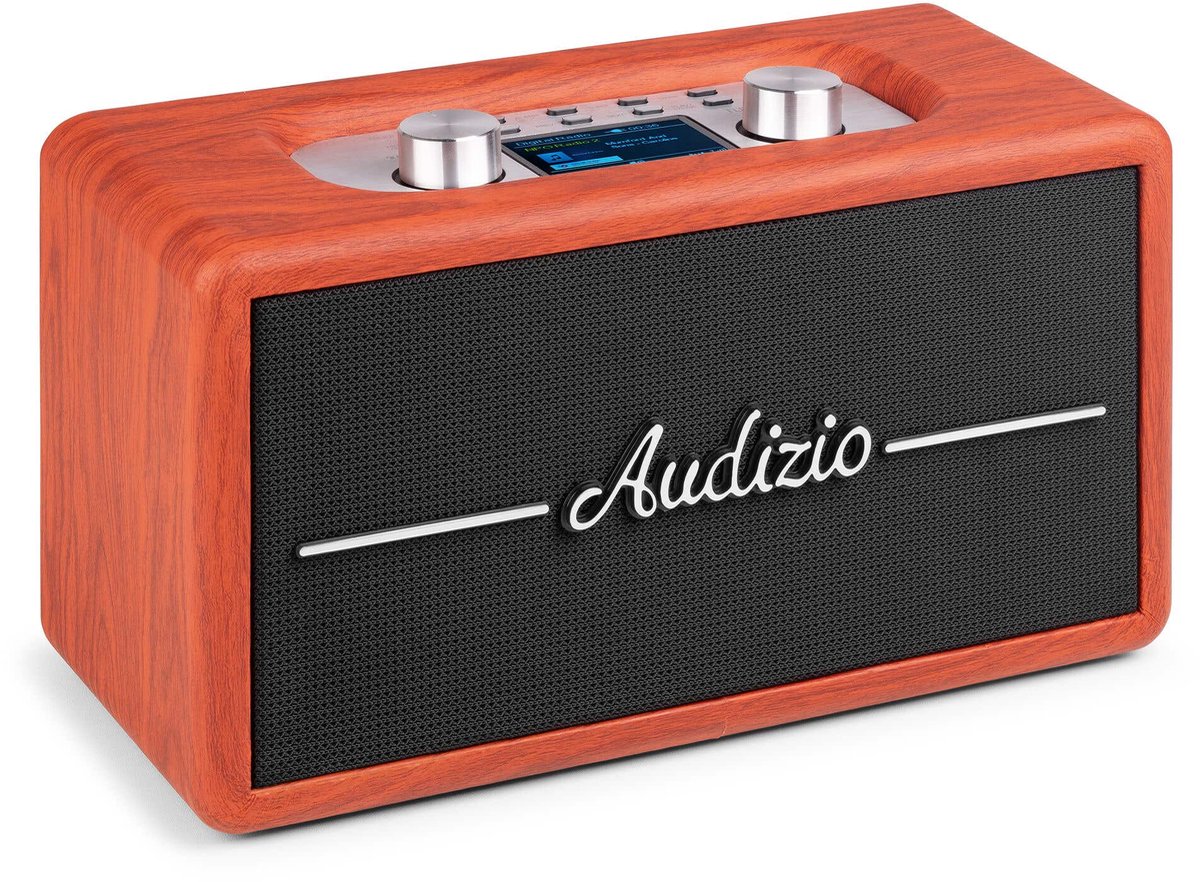Retro speaker - Audizio Tune60 - Bluetooth speaker - Met afstandsbediening - 40W - Kersenhoutlook