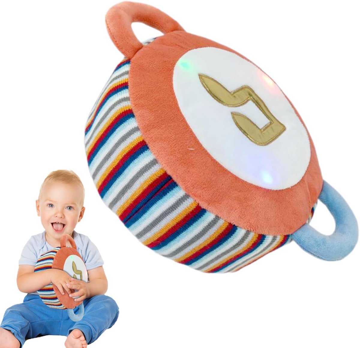 Muziek Knuffel - Sensorische Pop - Baby Slaapliedjes - Zacht Pulslicht - 35.5x21x11 cm - Grote Trommel