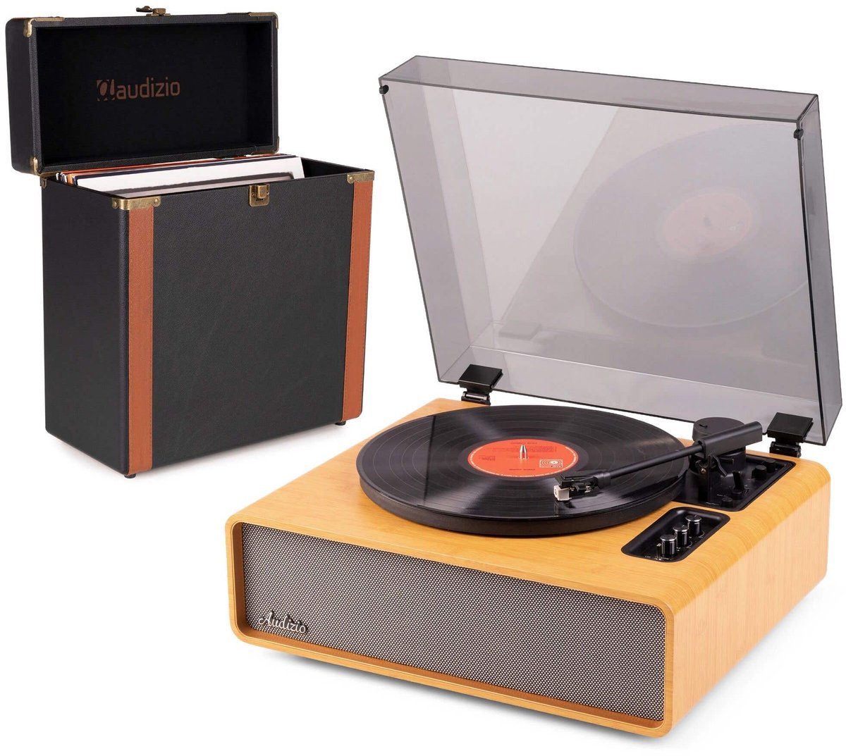 Premium platenspeler - Audizio Laredo - LP speler - Bluetooth platenspeler met platenkoffer - Bamboe