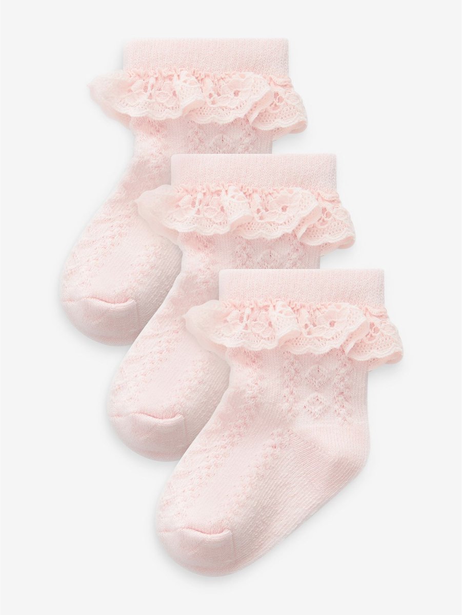 Next Verpakking van 3 paar babysokken met kant