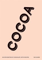 Boek 'Cocoa' met de tekst 'Cocoa' in 3D-letters, tekst 'An exploration of chocolate, with recipes' en 'Sue Quinn'.
