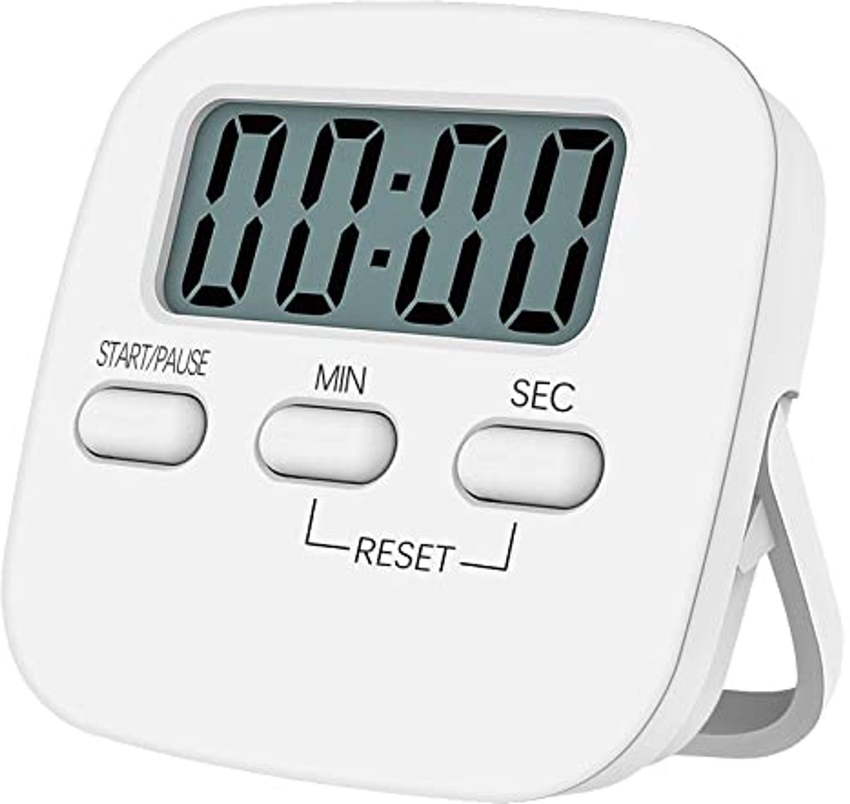 Keukentimer met groot LCD-display, digitale kookwekker, magnetische stopwatch, timer met luid alarm, eierwekker, wit