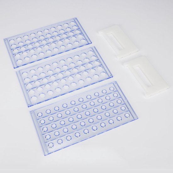 Reageerbuis rekje - Buizenhouder frame - Laboratorium experimenten - Drie niveaus afneembaar - 50 plaatsen 16 mm - Blauw — afbeelding 4