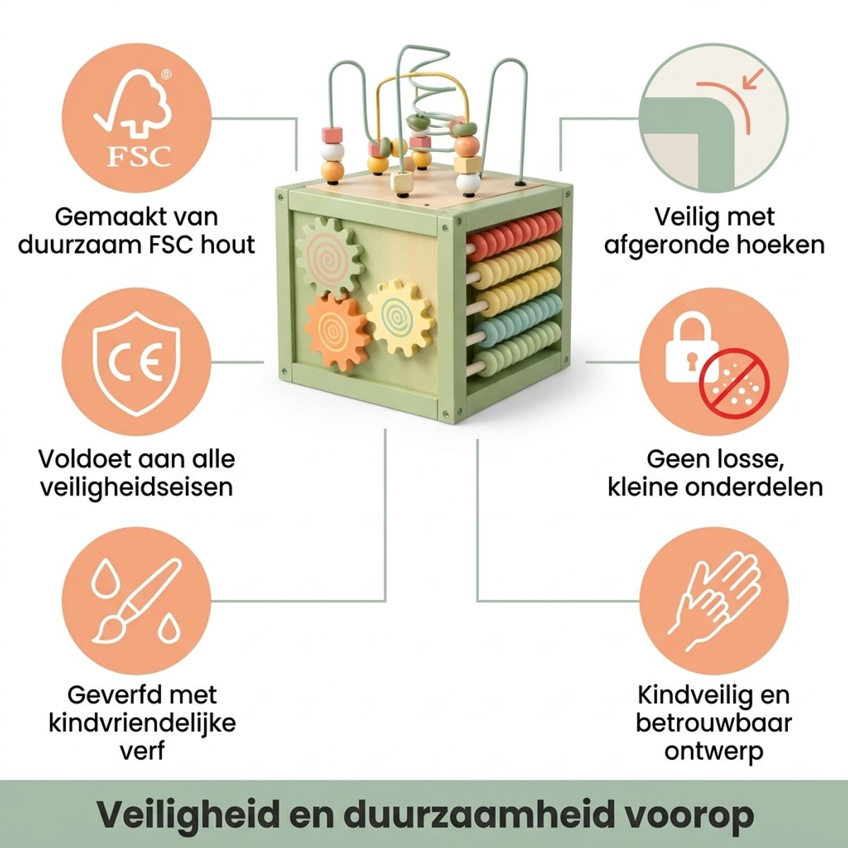 Laavir Houten Activiteitenkubus Baby - FSC Educatief Speelgoed thumbnail 3